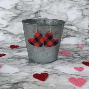 Plaid Valentine’s Day Heart Earrings